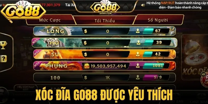 Hệ thống xóc đĩa Go88 được yêu thích hàng đầu